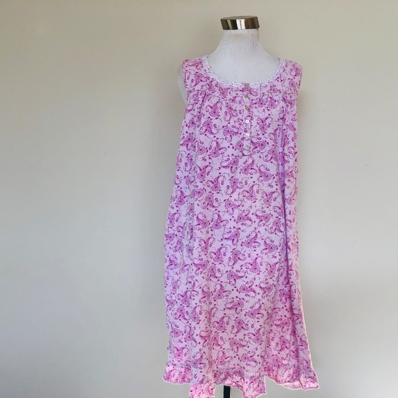 Pink Ruffled Hem and Collar Floral Nightgown Pullover Celestial Dream Large - Picture 7 of 11